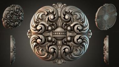 Round decor, rosettes Baroque rosette with volutes and acanthus leaves 3d model