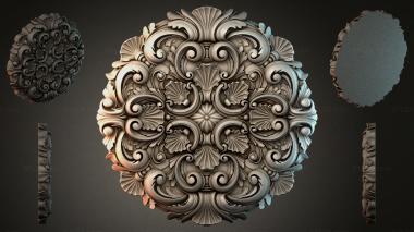 Round decor, rosettes Rosette with volutes and shells 3d model