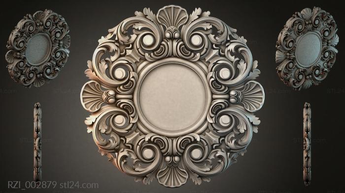 Carved medallion with swirls and spirals for CNC 3d STL model
