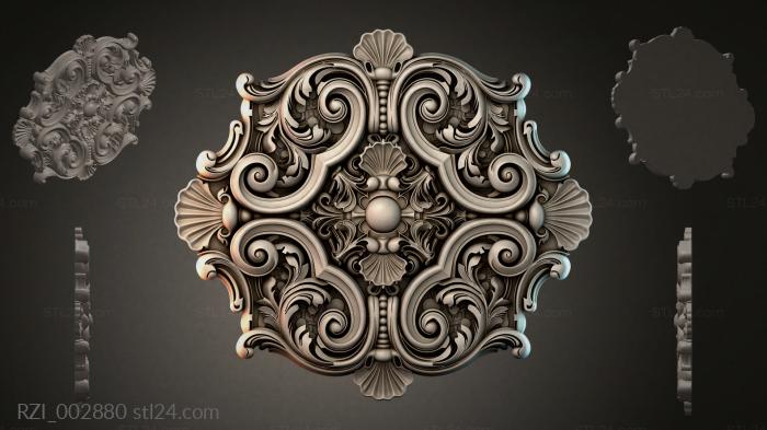 Carved cartouche with symmetrical volutes and shells 3d STL model