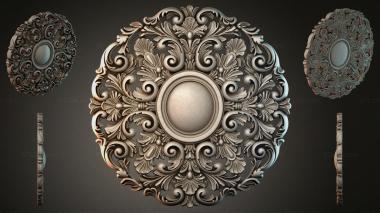 Round decor, rosettes Round rosette with acanthus scrolls and a central sphere 3d model