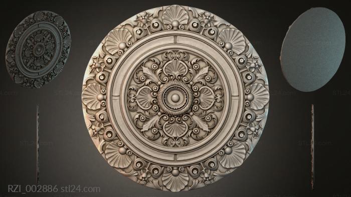 Round ceiling rosette with floral ornament 3d STL model