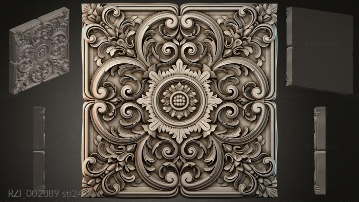 Panel with a spiral ornament and a central medallion 3d STL model