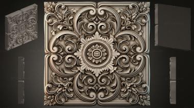 Round decor, rosettes Panel with a spiral ornament and a central medallion 3d model