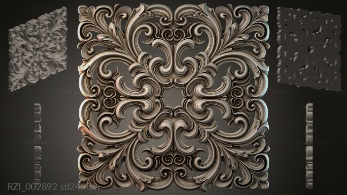 Round decor, rosettes (Baroque ornament with curls and spirals, RZI_002892) 3D models for cnc