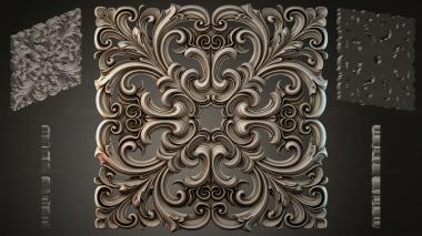 Round decor, rosettes Baroque ornament with curls and spirals 3d model