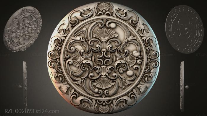 Round panel with curved leaves and shells 3d STL model