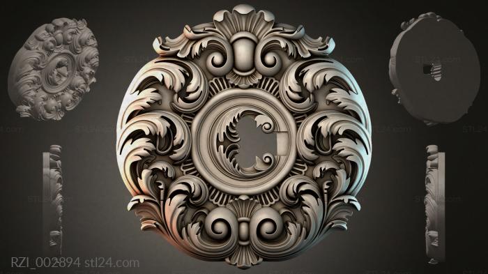 Round overlay with scrolls and a central medallion 3d STL model