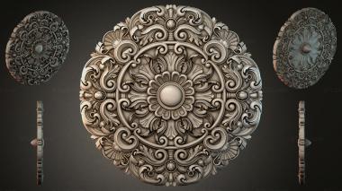 Round decor, rosettes Round rosette with swirls and a central sphere 3d model