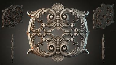 Round decor, rosettes Acanthus cartouche with volutes and shells 3d model