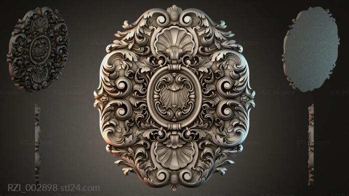 Carved ornament with oval cartouches and scrolls 3d STL model