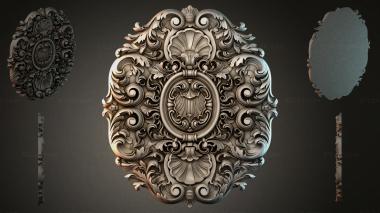 Round decor, rosettes Carved ornament with oval cartouches and scrolls 3d model