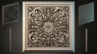 Round decor, rosettes Panel with volutes and a central flower 3d model