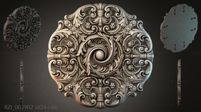 Rosette with swirls and a sphere 3d STL model