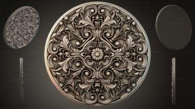 Round decor, rosettes Round panel with acanthus scrolls and a central flower 3d model