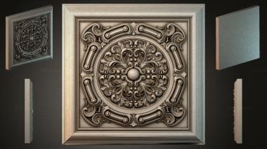Round decor, rosettes Square panel with a round medallion and acanthus scrolls 3d model