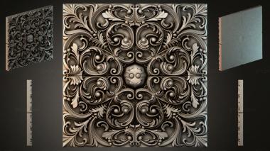 Round decor, rosettes Square panel with acanthus scrolls and a central rosette 3d model