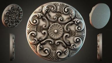 Round decor, rosettes Round panel with baroque scrolls and fan flowers 3d model