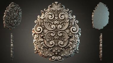 Round decor, rosettes Cartouche with scrolls and floral leaves in the Baroque style 3d model