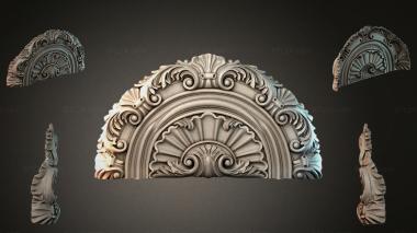 Round decor, rosettes Classic ceiling medallion with volutes and fan-shaped ornament 3d model