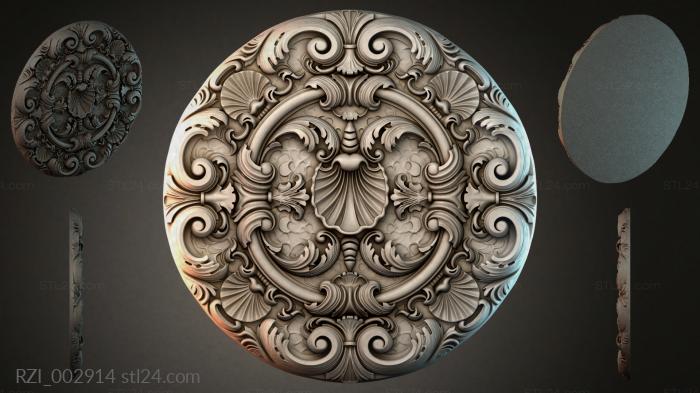 Round rosette with volutes and shells 3d STL model