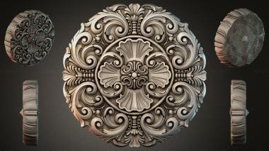 Round decor, rosettes Round medallion with volutes and a shell 3d model