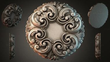 Round decor, rosettes Round rosette with volutes and palmettes 3d model