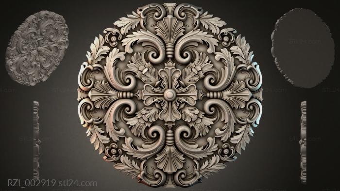 Calligraphic medallion with volutes and foliate ornament 3d STL model