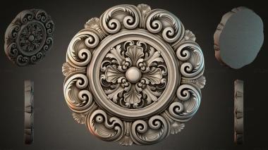Round decor, rosettes Round rosette with volutes and a central medallion 3d model