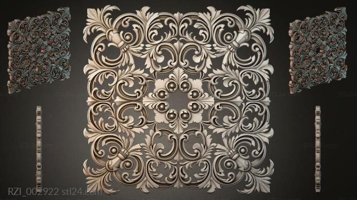 Panel with acanthus scrolls and spirals 3d STL model