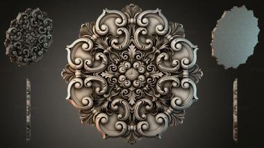 Round decor, rosettes Cartouche with volutes and a floral center 3d model