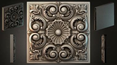 Round decor, rosettes Panel with volutes and a central rosette ornament 3d model