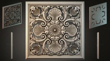 Round decor, rosettes Panel with curls, fan rosettes and spiral elements 3d model