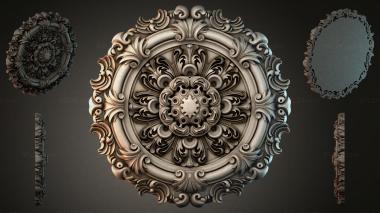 Round decor, rosettes Round rosette with swirls and floral ornament 3d model
