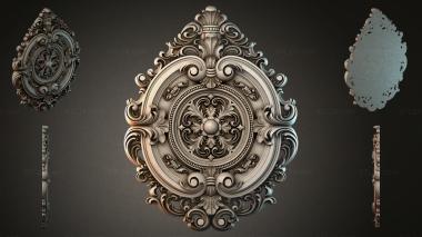 Round decor, rosettes Oval rosette with volutes and a floral medallion 3d model