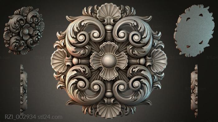 Panel with volutes and floral rosettes 3d STL model