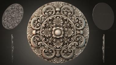 Round decor, rosettes Round rosette with swirls and a central sphere 3d model