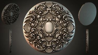 Round decor, rosettes Round medallion with swirl floral ornament and central cartouche 3d model