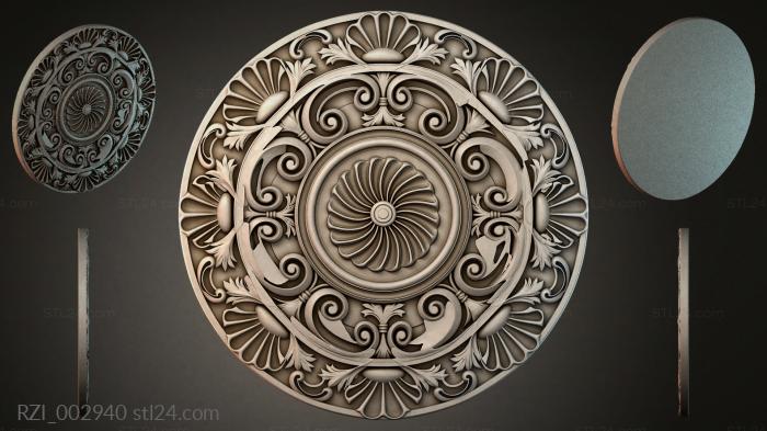 Round rosette with acanthus and spirals 3d STL model