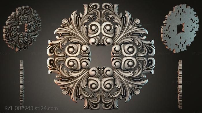 Spiral rosette with volutes and rosettes 3d STL model