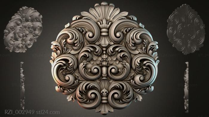 Cartouche with acanthus scrolls and mask 3d STL model