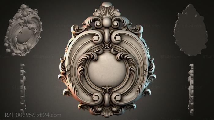 Cartouche with oval medallion and volutes 3d STL model