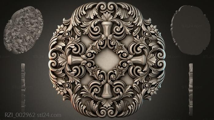 Rosette with scrolls and palmettes 3d STL model