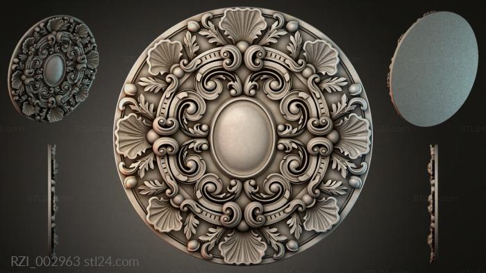 Round medallion with an oval cartouche and acanthus scrolls 3d STL model