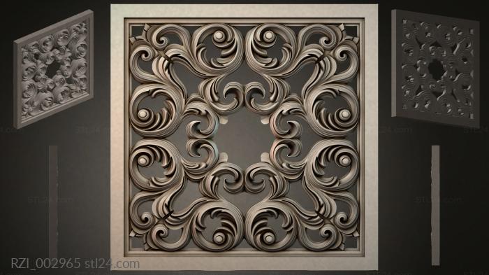 Round decor, rosettes (Panel with volutes and spirals in the style of classical ornament, RZI_002965) 3D models for cnc