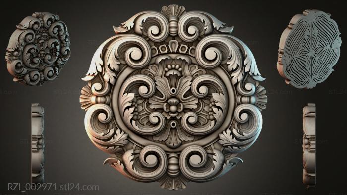 Medallion with volutes and floral ornament 3d STL model