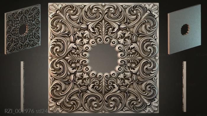 Square panel with volutes and spirals 3d STL model
