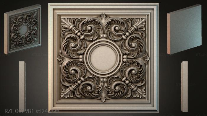 Ceiling medallion with acanthus scrolls and a central rosette 3d STL model