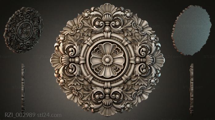 Rosette with spirals and flower petals 3d STL model