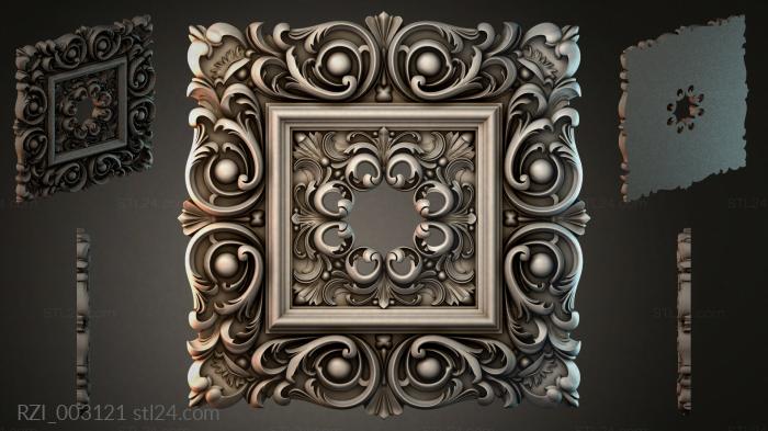 Square panel with volutes and spheres 3d STL model